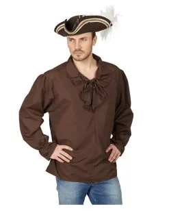 Miitelalter Hemd Mit Rüschenkragen Braun