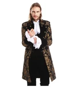 Gothic Aristokrat Herren Mantel Gold Schwarz