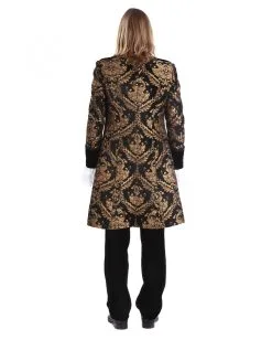 Gothic Aristokrat Herren Mantel Gold Schwarz -Halloween Kostüme Herren Verkäufe gothic aristokrat herrenmantel gold schwarz brokatmuster gothic aristocrat mens coat gothic mantel 39099 4