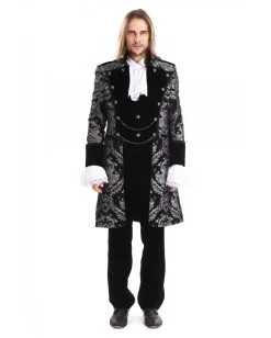Gothic Aristokrat Herren Mantel Silber Schwarz -Halloween Kostüme Herren Verkäufe gothic aristokrat herrenmantel silber schwarz gothic aristocrat mens coat gothic mantel 39103 2