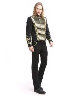 Gothic Parade Jacke Schwarz Gold -Halloween Kostüme Herren Verkäufe gothic parade herren jacke schwarz gold offiziersjacke mit gold boduere dompteursjacke schwarz 39104 4