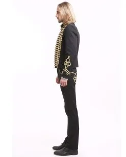 Gothic Parade Jacke Schwarz Gold -Halloween Kostüme Herren Verkäufe gothic parade herren jacke schwarz gold offiziersjacke mit gold boduere dompteursjacke schwarz 39104 5