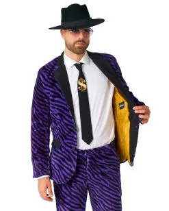 Pimp Faux Fur Zebra Anzug - Suitmeister -Halloween Kostüme Herren Verkäufe pimp faux fur purple suitmaster opposuite anzug suitmeister kostuem anzug zebra fell anzug 54383 2