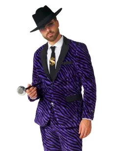 Pimp Faux Fur Zebra Anzug - Suitmeister -Halloween Kostüme Herren Verkäufe pimp faux fur purple suitmaster opposuite anzug suitmeister kostuem anzug zebra fell anzug 54383