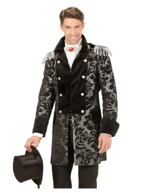 Venezianischer Frack Schwarz-silber -Halloween Kostüme Herren Verkäufe venezianischer piratenfrack silber schwarz parade coat silver black bild1 27152